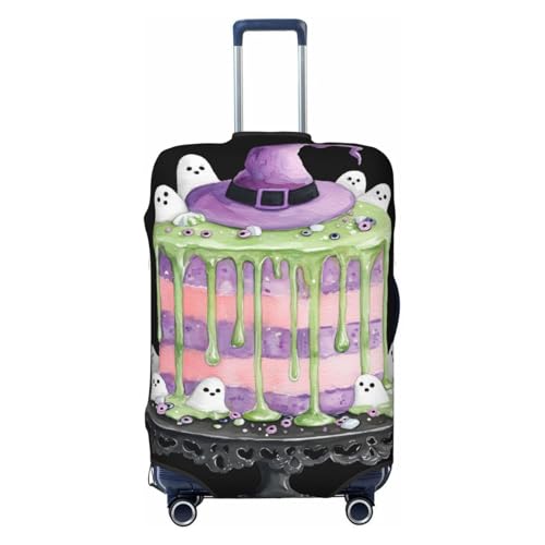 Halloween Cake Purple Witches Hat Elastic Travel Luggage Covers Dustproof Scratch-Resistant Suitcase Protector Fit 22-24 Inch