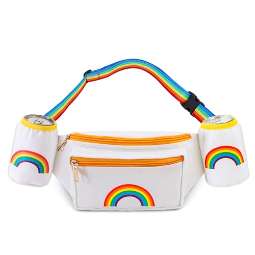Wehhbtye Rainbow Fanny Pack with Drink Carrier