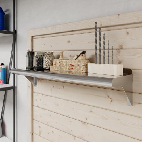 Image of AmGood 8 in. x 30 in. Stainless Steel Wall Shelf | NSF | Metal Shelving | Garage, Laundry, Storage, Utility Room | Restaurant, Commercial Kitchen