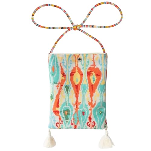 Boho Floral Canvas Crossbody Bag for Women Cute Tassel Small Cell Phone Shoulder Purse Bags Teen Girls Cross body Bag