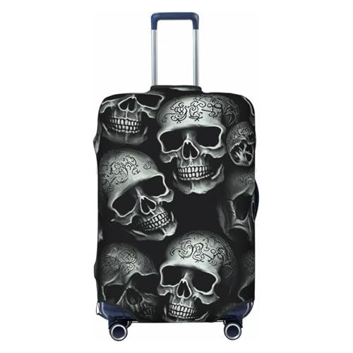 Travel Luggage Cover Fashion Suitcase Protector Black skull Spandex Baggage Covers Washable Suitcase Covers Anti-Scratch Luggage Cover Protectors Fits 18-32 Inch Suitcases Small