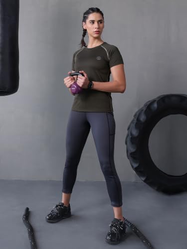 Image of CHKOKKO Women's Compression Gym T-Shirt for Running, Workout, Training, Sports & Activewear | Quick Dry Breathable Stretch Fabric | Body Fit Half Sleeve Athletic Sports Tee for Women