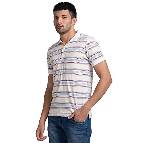 Image of Raymond Men Cotton Striped Regular Fit T-Shirt