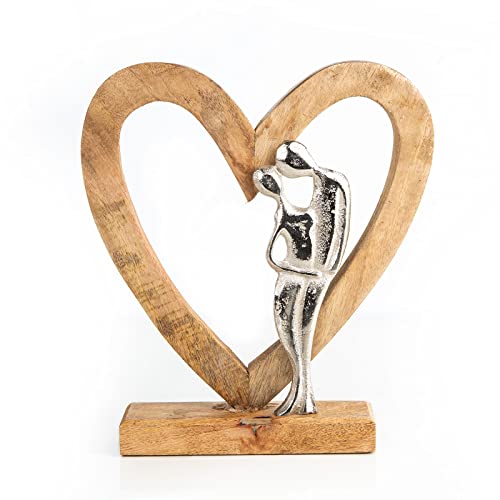 Logbuch-Verlag Liebespaar Herz Holz Metall Figur Geschenk für Freundin...