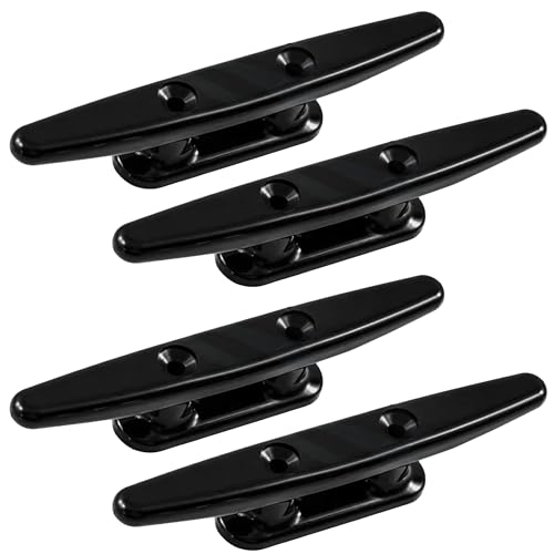 Laorde Nylon Boat Cleats Black 4/5/6/8 Marine Grade Dock Cleats for Rope Kayak Mooring Canoe Maritime Decor Tie Down (4 inch 4 Pack)