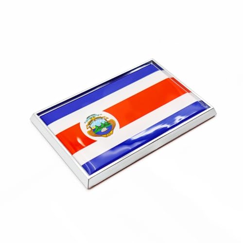 Image of Costa Rica Flag Sticker Emblem Costa Rican Decal Car Chrome Flags, 2 Pack, 3 x 2 inches