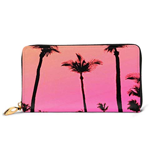 Preisvergleich Produktbild JHGFG Mode Handtasche Reißverschluss Brieftasche Tropische Kokospalme Silhouetten Illustration Telefon Kupplung Geldbörse Abendkupplung Blockieren Leder Brieftasche Multi C.