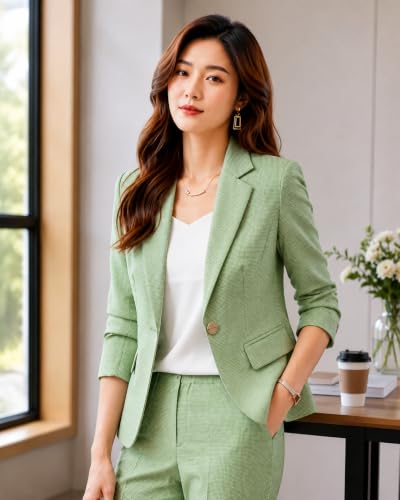 Image of Women's Suit Blazer 3 Piece Office Business Casual Single Breasted Blazer Jacket Pant and Canny Set