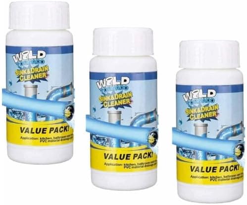 Wild Tornado Sink & Drain Cleaner Powder | Powerful & Clog Remover Sink Cleaner | Automatic Toilet Blockage Cleaner, Removes Clogs, Blockage in Washbasin, Septic Tank, Sinks, Pipes 600g (Pack of 6)