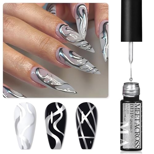Set de 2 piezas de gel para uñas metálico plata y oro miniatura 5