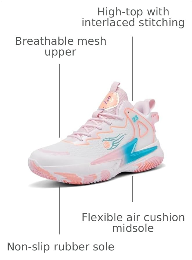 Image of Basketball Shoes for Womens Mens Fashion Comfortable Volleyball Sneakers Breathable High Top Non Slip Outdoor Sport Woman Man Shoe