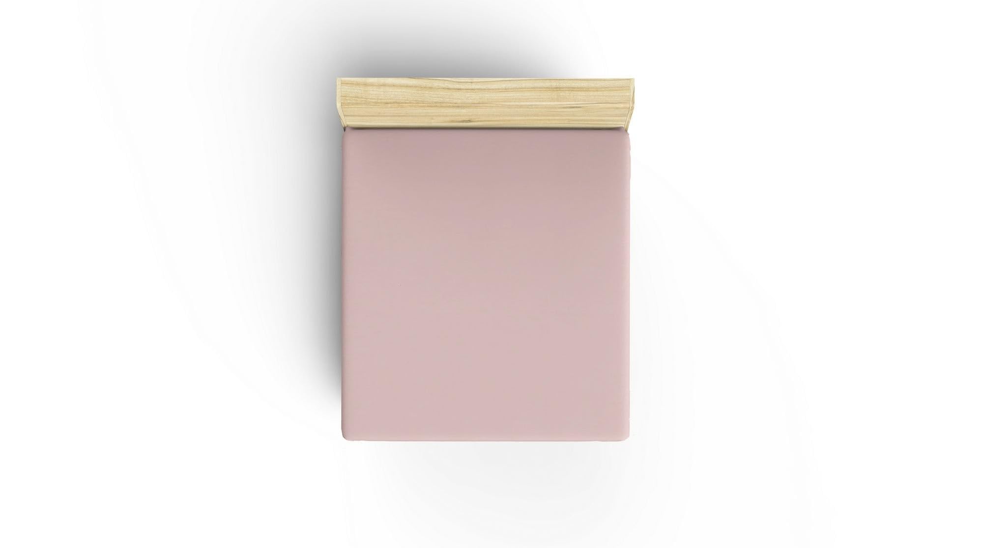Premium Ranforce Double Fitted Sheet (140 x 190 + 30 cm), Dusty Rose, 100% Cotton, 155 Thread Count, Machine Washable at 30°C, Soft & Durable Bedding
