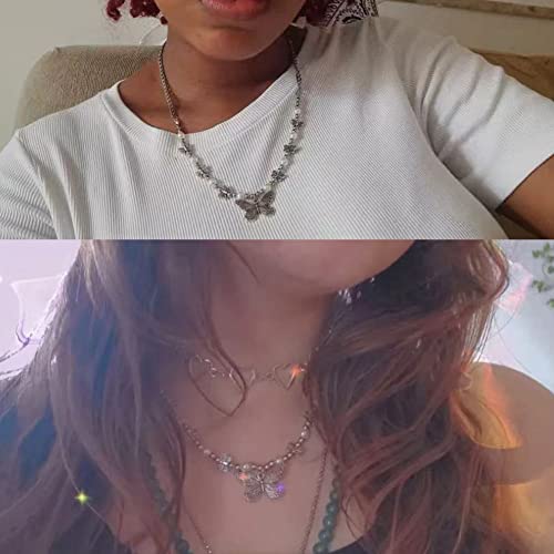 Butterfly Necklace for Girls Women Fairy Grunge Necklace Y2k Indie Chain Necklace Jewelry Valentines Day Gifts for Girls Women - Image 3