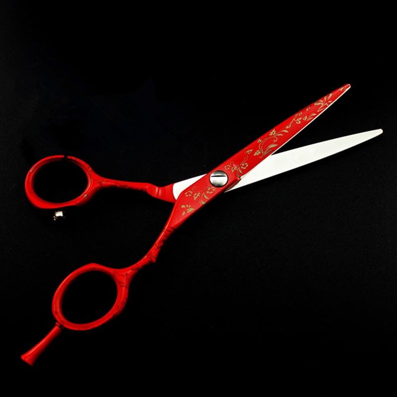 Forbici per Capelli Professionali da 6 Pollici, Set Rosso da Barbiere, Forbici per sfoltire i Capelli, per Parrucchieri