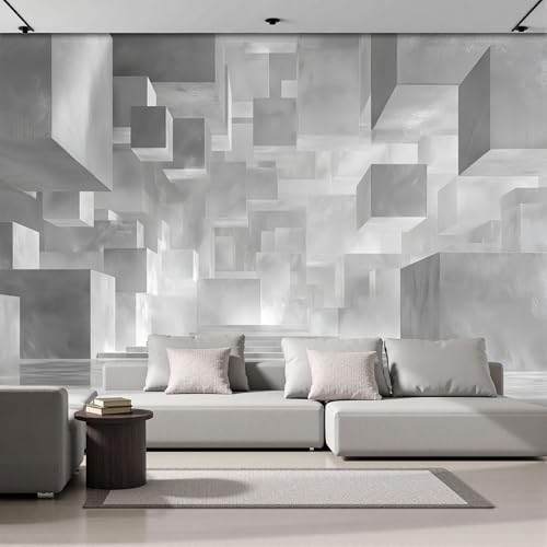 Papier peint polygones moderne pour cacher mur terne de chambre - 2
