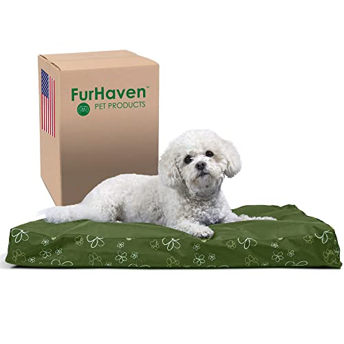 Furhaven Water-Resistant Orthopedic Dog Bed For Medium/Small Dogs W/ Removable Washable Cover, For Dogs Up To 35 Lbs - Indoor/Outdoor Garden Print Mattress - Jungle Green, Medium #TOP12
