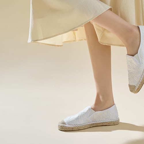 Womens Extra Wide Width Ballet Flats Shoes White Flats Dress Flats Comfortable Casual Loafer Shoes 5