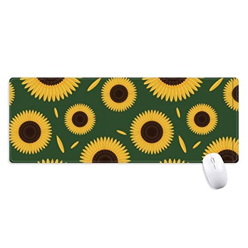 Alfombrilla de ratón grande de girasoles con bordes cosidos para oficina y juegos