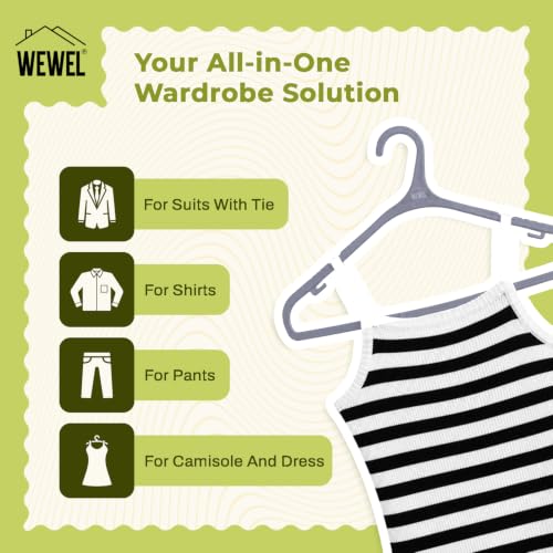 Image of WEWEL 25 Pcs Premium Hangers for Hanging Clothes (Matt Finish)(Bendless Design)(Grey | 25)