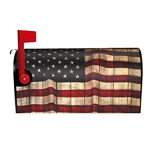 Image of Vintage American Flag Mailbox Covers Large Size 25.5x21 Inch Patriotic American Memorial Day Magnetic Mailbox Cover 4th of July Holiday Decorative Post Letter Box Cover for Yard Garden Entrance