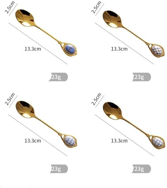 Silverware Flatware Set, 1/4/6/8/10/12 Pcs Creative Embossed Coffee Stirring Spoon Palace Style Dessert Spoon Afternoon Tea Small Spoon(Brown,12 Pieces)