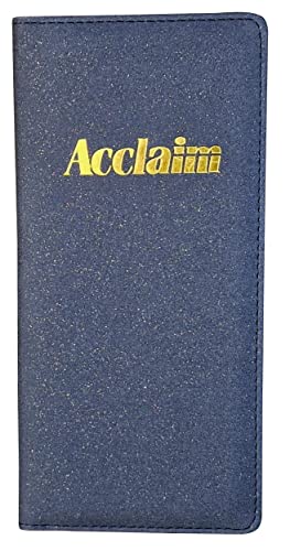 Acclaim Rigid Lawn Bowls Bowling Scorecard Holder Lightly Padded Plain Colour Sparkle Finish 23 cm x 11 cm with Spring Clip & Pen Loop (Black)