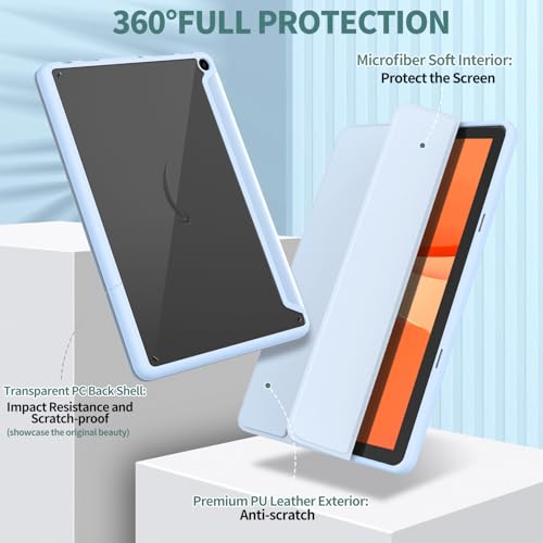 Image of Sanyetral Lightweight Shockproof Trifold Stand Tablet Case with Auto Wake /Sleep Function, Not for Remarkable TCL -Light Blue