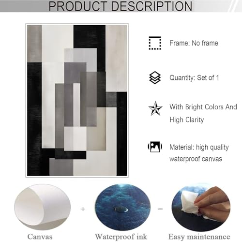 Art mural carrés géométriques abstraits, tableau design minimaliste épuré