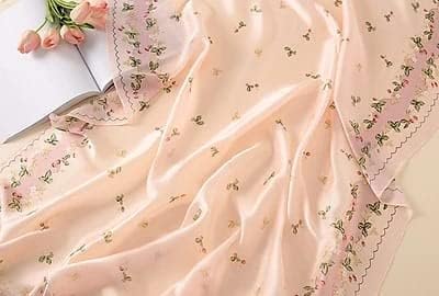 Image of Floral Printed Silk stole | silk Scarf for Women | stylish silk stole for women | Soft Lightweight Stole, Shawl & Neck Wrap | Scarf for Wedding, Party, Travel & Casual Wear