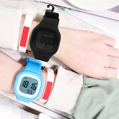 Relógio Esportivo Infantil, Pulseira de Silicone à Prova D'água 50m, Luz de Fundo LED de 7 Cores, A
