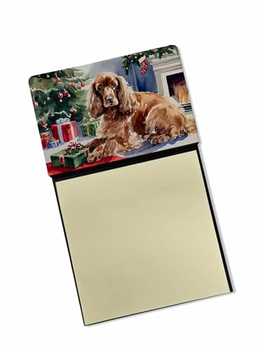Caroline's Treasures Cocker Spaniel Cozy Christmas Sticky Note Holder Refillable Dispenser Self-Sticky Note Pads, Memo Pads Blank Desk Accessories