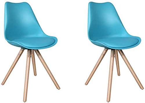 Olan Design Chair - Turqoise - Fresh Scandinavian Retro Chair. Exclusive Look for Office, Lounge, Dining or Kitchen. 2 Pieces.