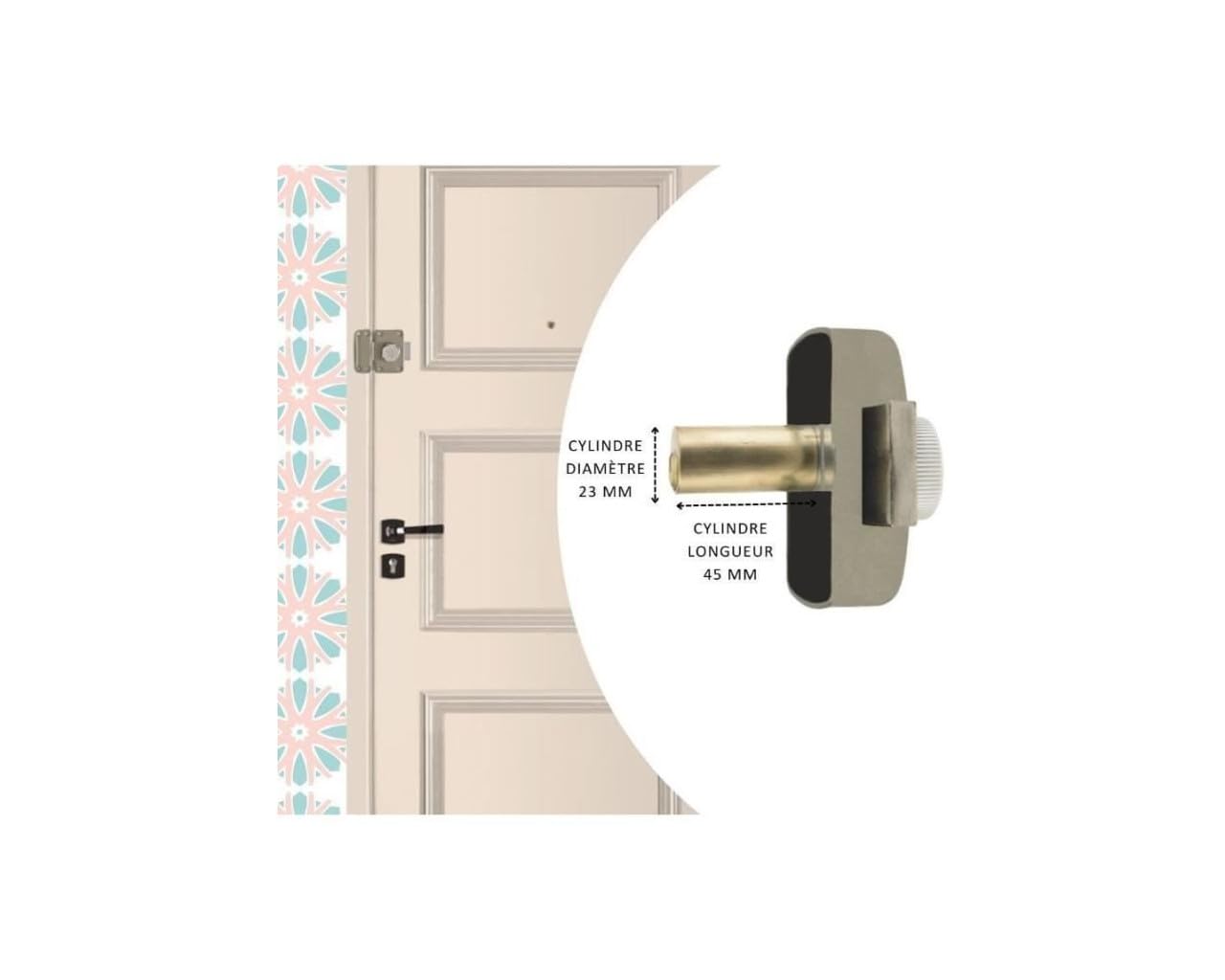 Yale Verrou de Porte YV25BT-45, Ouverture à Bouton Intérieur et Clé Extérieure, Ø 23 mm, Longueur 45 mm, 5 Goupilles, Protection Anti-Arrachement, 4 Clés, Beige