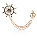 S&E Men's Elegant Navy Rudder Pearls Chains with Anchor Brooches Pin Suit Costume Accessories