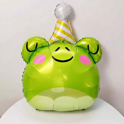 Image of Large Green Frog Balloons Frog Foil Birthday Balloons 2pcs | Animal Theme Party Supplies Baby Shower Birthday Party Decorations