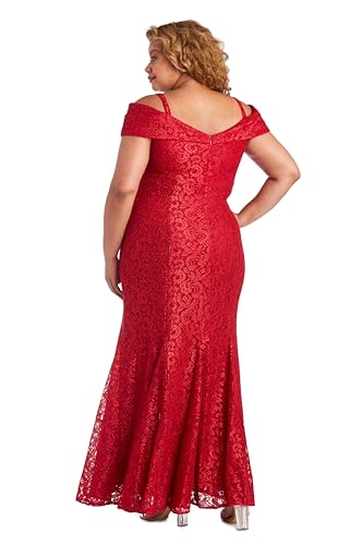 Image of R&M Richards Women's Off The Shoulder Formal Gown - Glitter Lace Mermaid Evening Dress for Wedding Guest & Cocktail Attire