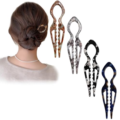 Paquete de 5 horquillas para el pelo de prestigio para mujer, horquillas francesas en forma de U, pasador de pelo Prestige, mecanismo de bloqueo de doble muesca, horquillas adecuadas para todo tipo de