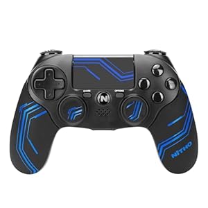 Nitho ADONIS Wireless Controller for PS4, PC, iOS & Android, PS5 (with PS4 Games Only), Gamepad Joystick with Dual Vibration | 6-Axis Motion Sensor | Touchpad | Built-in Speaker | 3.5 mm Jack – Blue