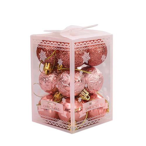 IEEDFJKK 12 stycken gnistrande julgranskulor Tillräckligt antal Hållbar konstruktion Bred användning Plast julkulor, rosa guld