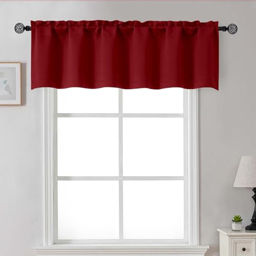 Gwine Red Valance for Windows Light Filtering Small Valance Kitchen Curtains for Living Room Bathroom Basement Modern Farmhouse Rod Pocket Window Treatment 60 Wx14 L 1 Piece Red