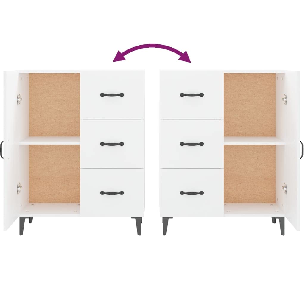vidaXL Buffet Armoire de Rangement Organisateur de Maison Meuble de Rangement Armoire de Salon Intérieur Blanc 69,5x34x90 cm Bois d'Ingénierie
