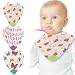 Nuby Reversible 100% Natural Cotton Muslin 3 Piece Teething Bib, Pink/Aqua/Purple, Flower/Butterfly/Stripes