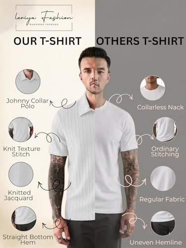 Image of Leriya Fashion Branded Polycotton Tshirt For Man | Men's Summer Textured Polo T-Shirt | Stylish Half Sleeve Collared Tee | Soft Breathable Knit Fabric | Regular Fit Casual Polo for Office, Travel & Everyday Wear