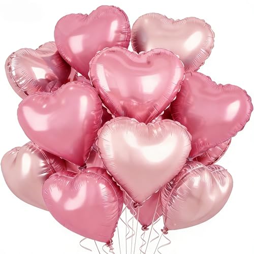 Ballon Coeur,12 pcs Ballons Rose Or Rose Baudruche en Forme de Coeur, Ballons Gonflables Helium Coeur pour Saint Valentin, Anniversaire, Mariage, Fête D'enfants, Baby...