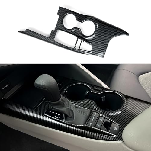 Image of Car Trim Gear Shift Cover Cup Holder Decal Carbon Fiber ABS Sticker Compatible with Toyota Camry XV70 XLE XSE 2018-2024 Accessories (Without Seat Heater Button)