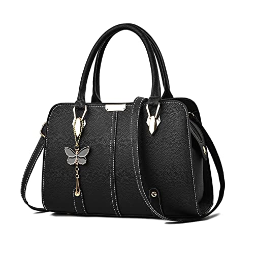 FANDARE Sac à Main Femme Sac à Bandouliere Sac Cabas PU Cuir Sac Fourre Sacoche Sac Porté Epaule Imperméable Sac Messager pour Voyage Travail Achats Fête Noir
