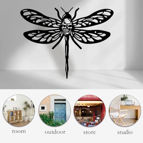 NBEADS Skull Dragonfly Metal Wall Decor - Image 2