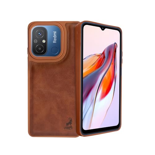 Image of AIBEX Shield Back Cover Case Compatible with Xiaomi Redmi 12C / Poco C55 Back Cover | Flexible Vegan Leather | Full Camera Protection | Raised Edges | Super Soft-Touch | Bumper Case
