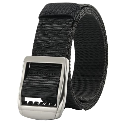 Belts for Men Men Belt Nylon Mens Belt Leather Belts Automatic Adjustable Metal Buckle Belt for Men Belts(Black)