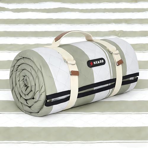 HX&OD Outdoor Picnic Blanket Extra Large, 80”x80” Waterproof Picn...